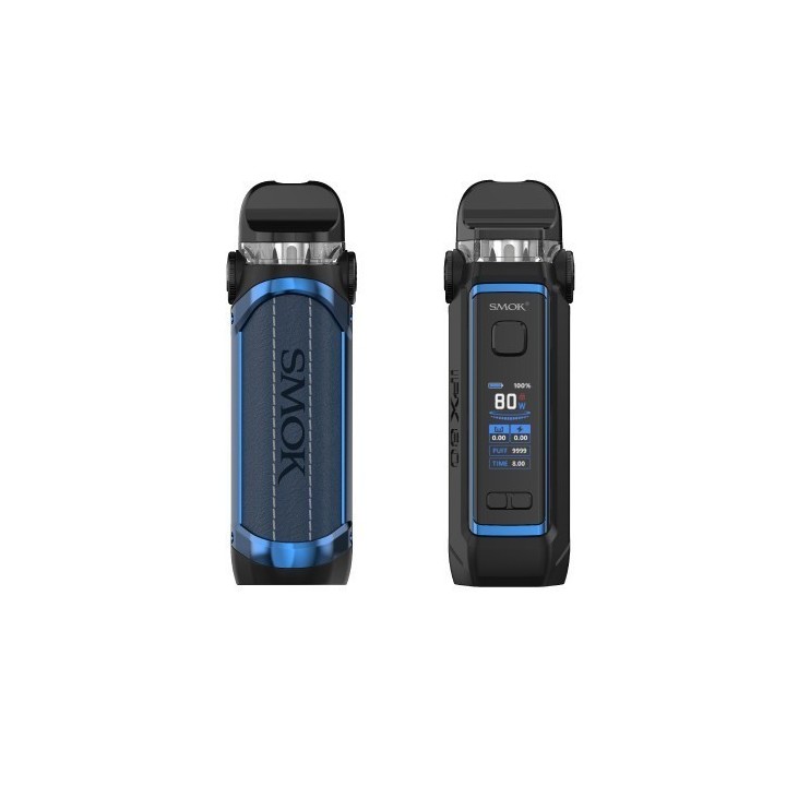 Smok IPX 80 Pod Mod mavi renkli, ayarlanabilir watt ekranlı elektronik sigara.