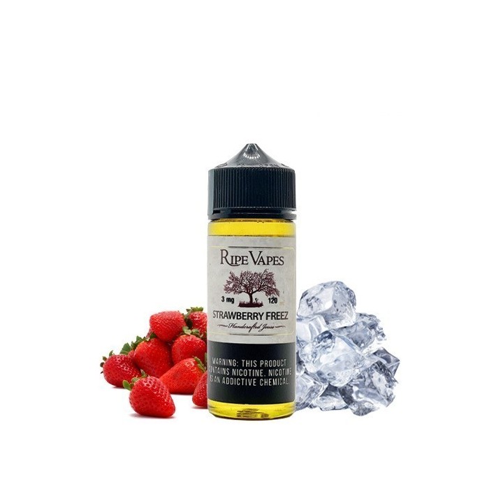Ripe Vapes Strawberry Freez E Likit 120ml 3mg, çilek ve buzlu likit.
