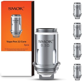 Smok Vape Pen 22 Core 0.3ohm Coil yedek parça 5'li paket, gümüş.