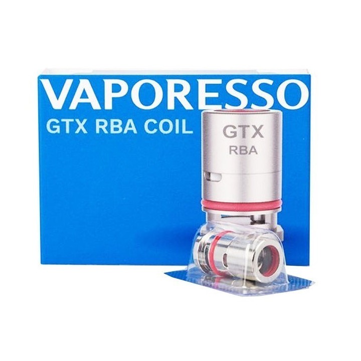 Vaporesso GTX RBA Coil yedek parça, metalik gümüş ve kırmızı detaylı.