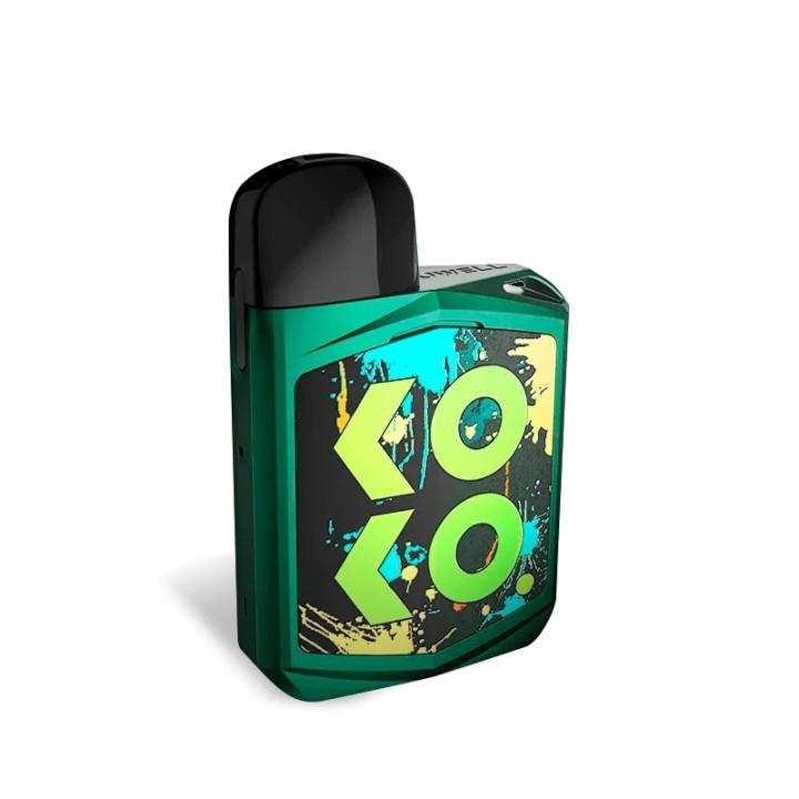 Uwell Koko Prime Pod Mod yeşil graffiti desenli elektronik sigara.