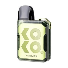 Uwell Caliburn GK2 Vision Pod Mod yeşil çerçeveli, şeffaf gövdeli kompakt elektronik sigara.