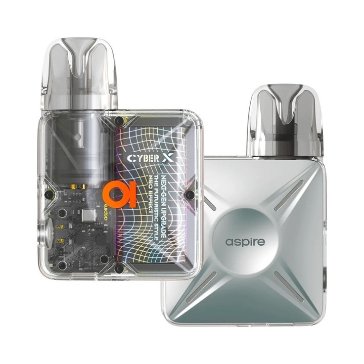 Aspire Cyber X Pod Mod şeffaf gövdeli, fütüristik stil, elektronik sigara