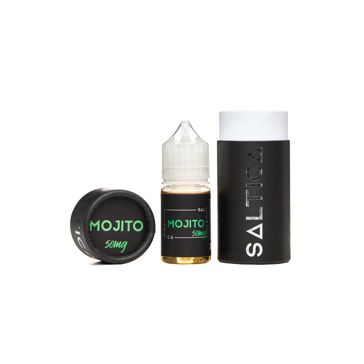 Saltica Mojito Salt Likit 50mg şişe ve kutu ambalajı