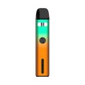 Uwell Caliburn G2 Pod Mod turuncu-yeşil degrade renkli, ateşleme düğmeli elektronik sigara.