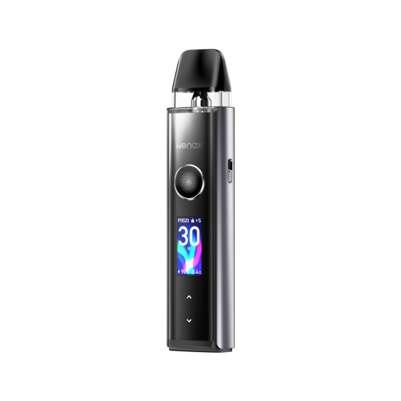 GeekVape Wenax Q Pro Pod Mod gümüş renkli, dijital ekranlı elektronik sigara