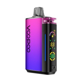 Voopoo VRizz Pod Mod pembe-mor degrade renkli, dijital ekranlı elektronik sigara.