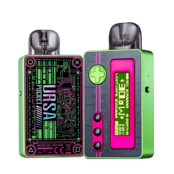 Lost Vape Ursa Pocket Mod yeşil neon retro tasarımlı pod mod elektronik sigara.