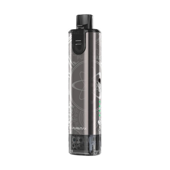 SX Mini PureMax Pod Mod, gri renkli, atomik desenli elektronik sigara.