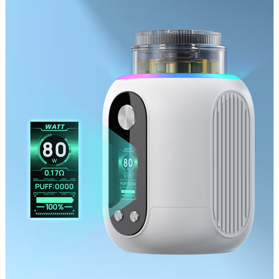 Beyaz Aspire Proteus Mini E Hookah Elektronik Sigara Modu Dijital Ekran