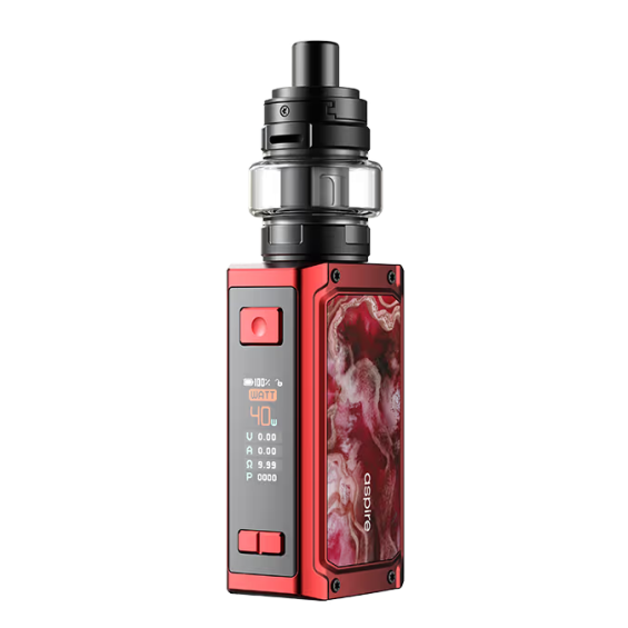 Aspire Rover Plus Pod Mod kırmızı renkli, reçine görünümlü, ayarlanabilir watt ekranlı.