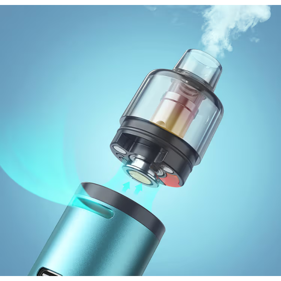 Aspire BP Stik Pod Mod kartuş bağlantı detayı, mavi gövde, buhar.
