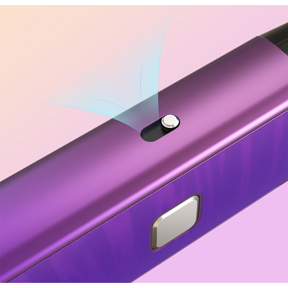 Aspire Flexus Pro Pod Mod mor gövde, ateşleme ve ayar düğmesi detayları.