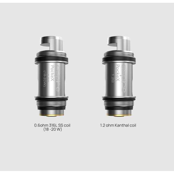 Aspire PockeX Coil: 0.6ohm SS ve 1.2ohm Kanthal Yedek Bobinler