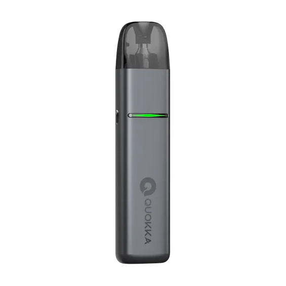 Hayati Quokka Elite Pod Mod gri renk, yeşil ışıklı, şık elektronik sigara.
