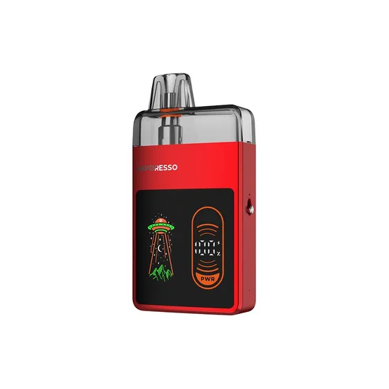 Vaporesso Eco Nano Pro Pod Mod kırmızı UFO grafikli elektronik sigara.