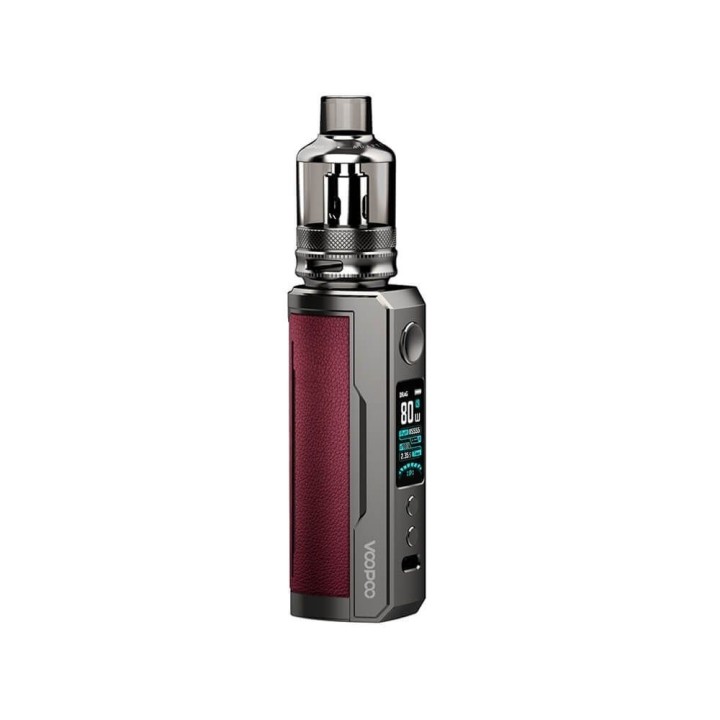 Voopoo Drag X Plus Pod Mod Koyu Kırmızı Deri Gri Elektronik Sigara