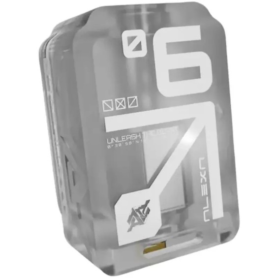 Alexa Six RBA Atomizer şeffaf tanklı, modern tasarımlı elektronik sigara parçası.