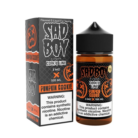 Sadboy Pumpkin Cookie E-Likit 3MG 100ML, Turuncu Siyah Ambalajlı