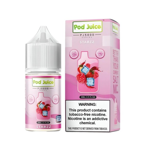 Pod Juice PJ5000 Starzz Salt Likit 30ml Çilek Ahududu Buzlu