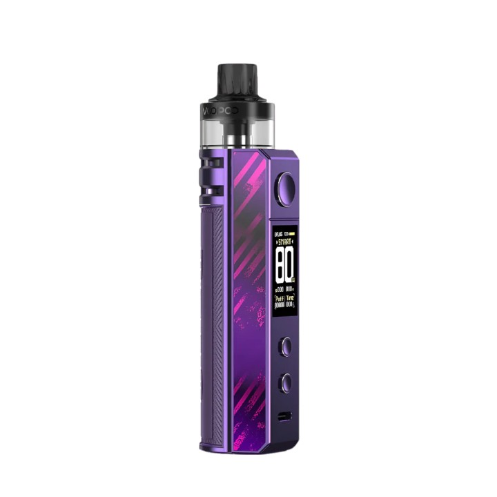 Voopoo Drag H80s Pod Mod mor renkli, şık tasarımlı elektronik sigara kiti.