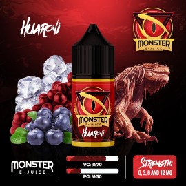 Monster Huaroni E-Likit şişesi, yaban mersini, ahududu ve buz efektli